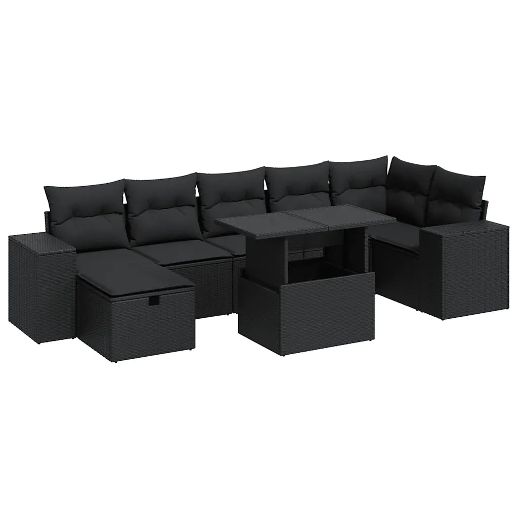 vidaXL Set Divani da Giardino 5 pz con Cuscini in Polyrattan Nero