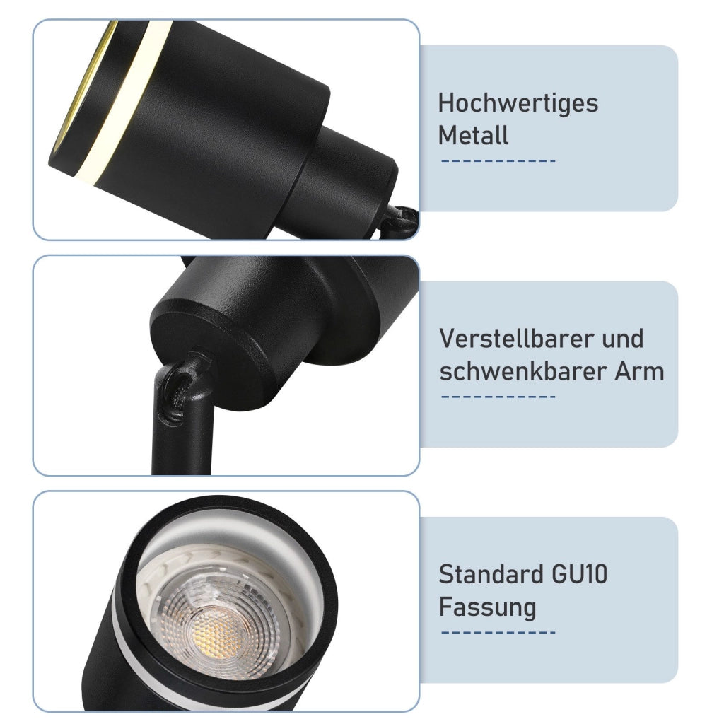 ZMH Faretto da soffitto neri 4 luci GU10 orientabili LED quadrati anche parete senza lampadina