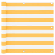 Paravento Balcone Bianco e Giallo 90x400 cm Tessuto Oxford