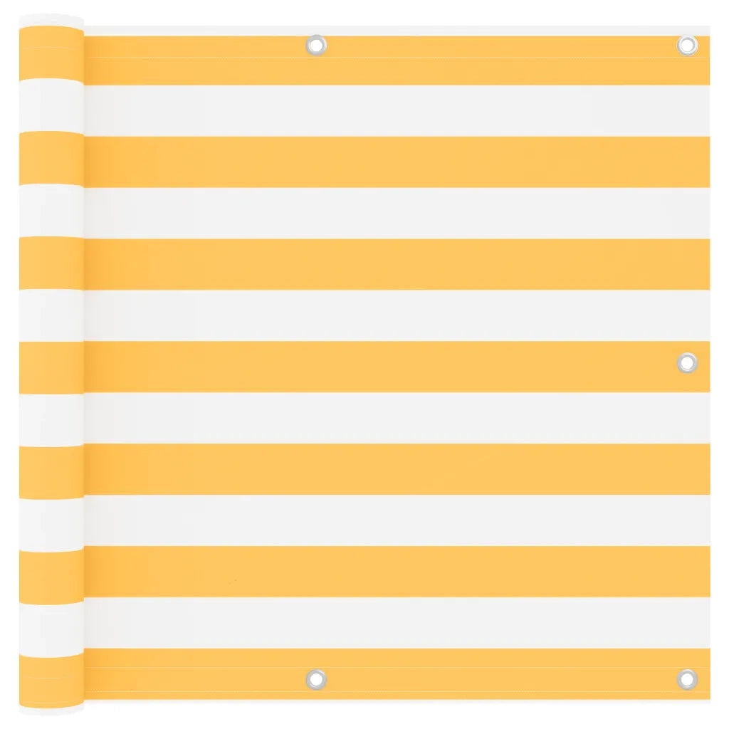Paravento Balcone Bianco e Giallo 90x400 cm Tessuto Oxford