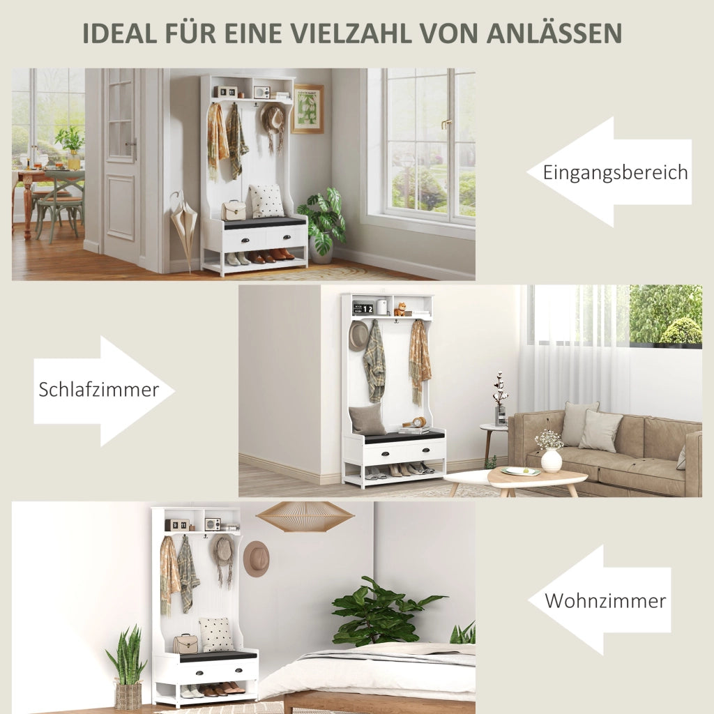 APPENDIABITI con panca 89x42x172 cm MDF Bianco