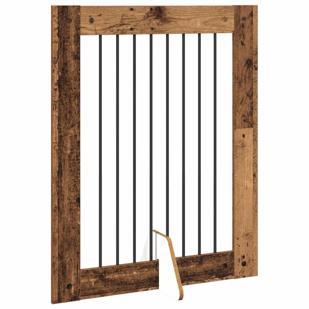 Cancello per cani con supporti 2 pz Legno antico 80 x 100 cm CFW4456857