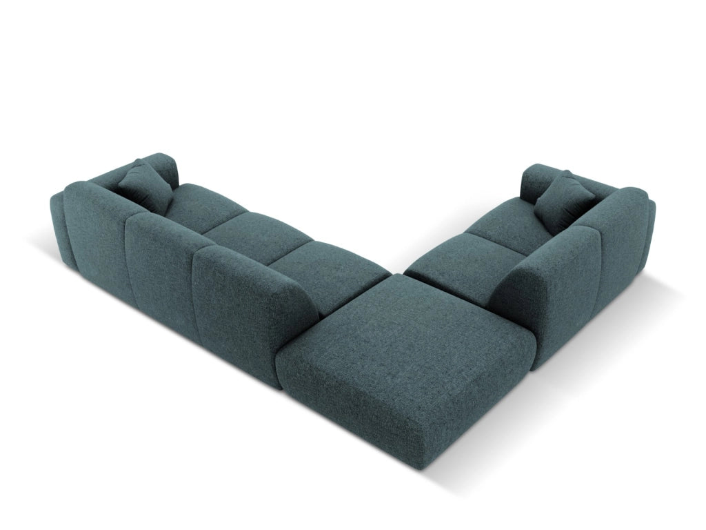Cosmopolitan Design - Divano angolare sinistro "Nolio" 4 posti in ciniglia petrolio 
