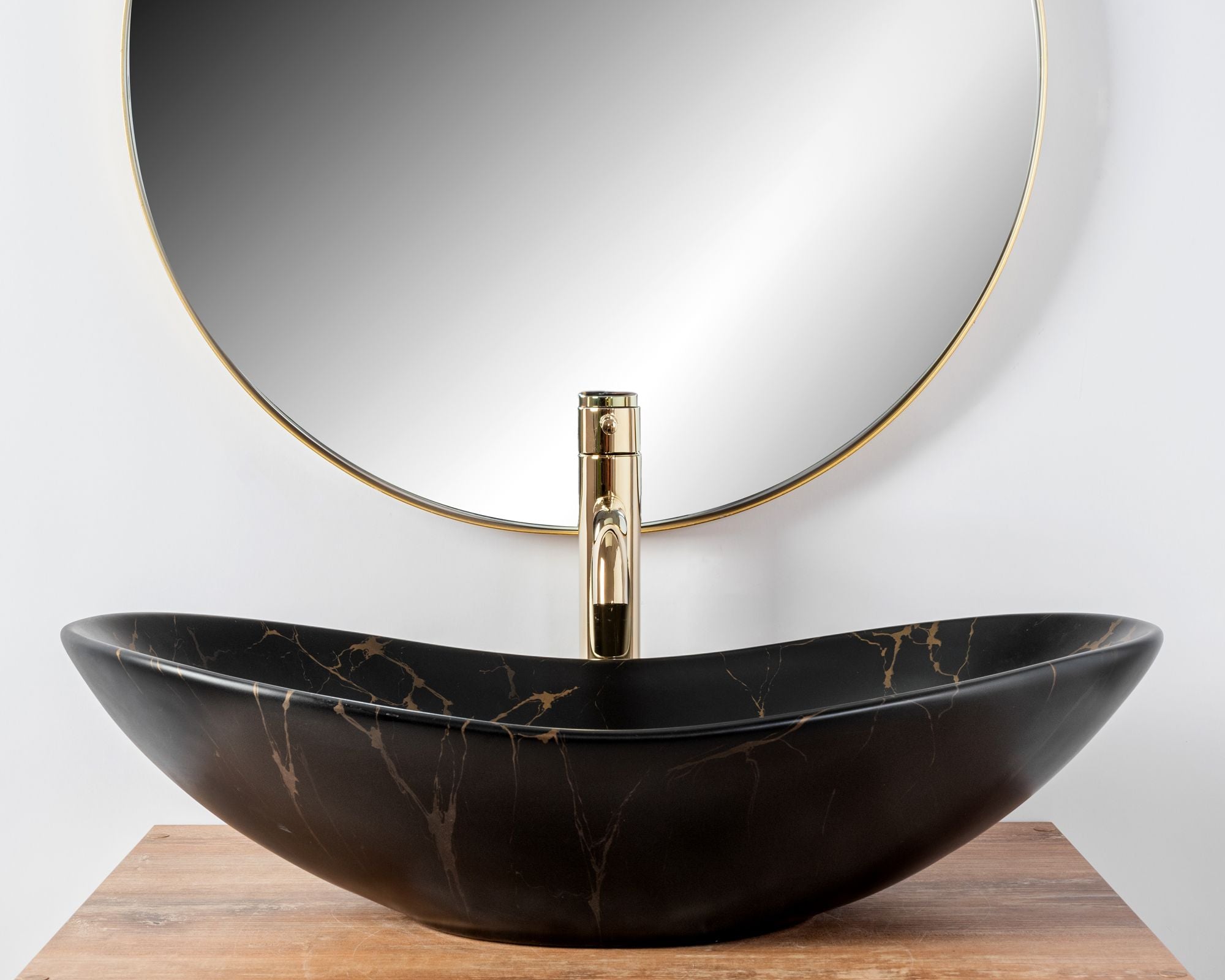 Lavabo Da Appoggio Rea Royal 60 Black Marble Mat