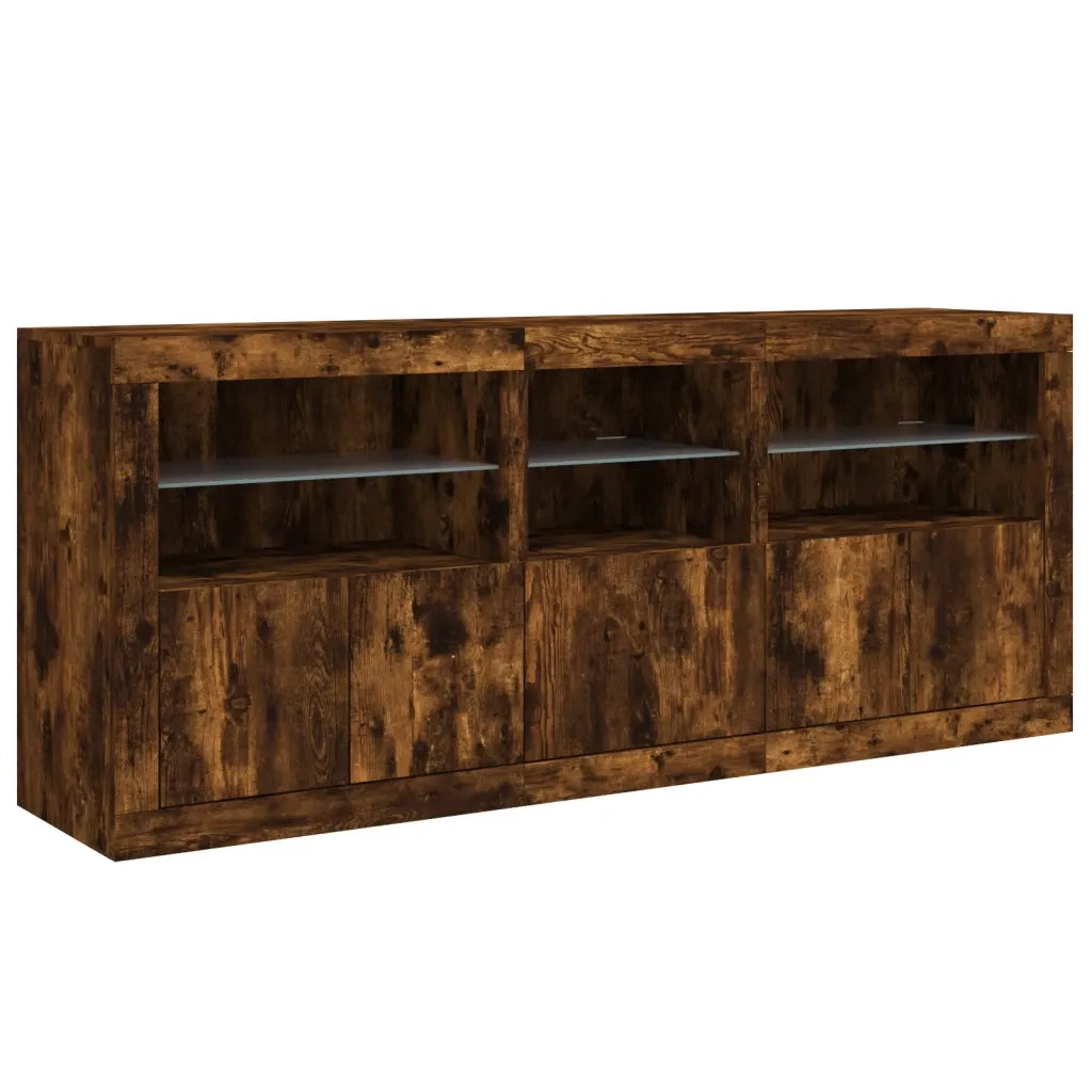 Credenza con Luci LED Rovere Fumo 162x37x67 cm 3208999