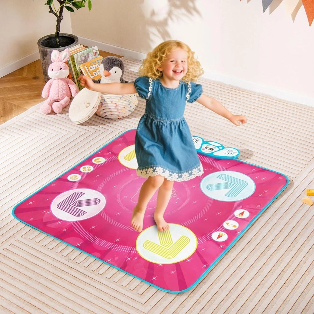 Tappetino da Ballo per Bambini, Tappetini da Ballo Giocattolo con Segui-Le-luci, 8 Musiche di Sfondo, Schermo del Punteggio & Volume Regolabile, per Bambini 3+ Anni