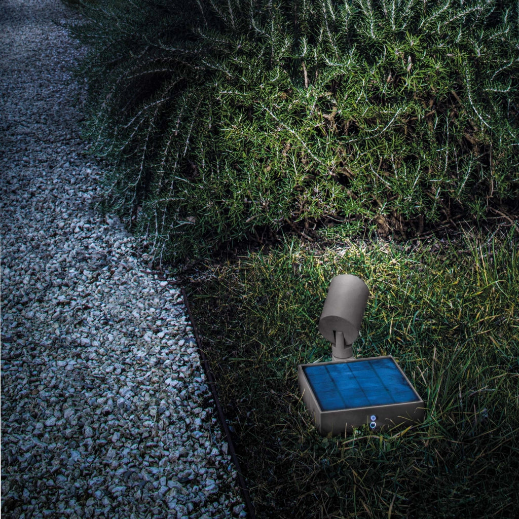 Faretto da terra Solar a led da 1,3w a batteria con fotovoltaico IP65 grigio scuro