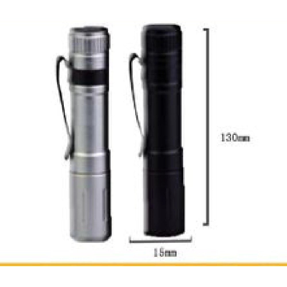 Trade Shop - Mini Torcia Con Zoom A Led Tx-9636 A Batterie Compatta Con Custodia In Metallo -
