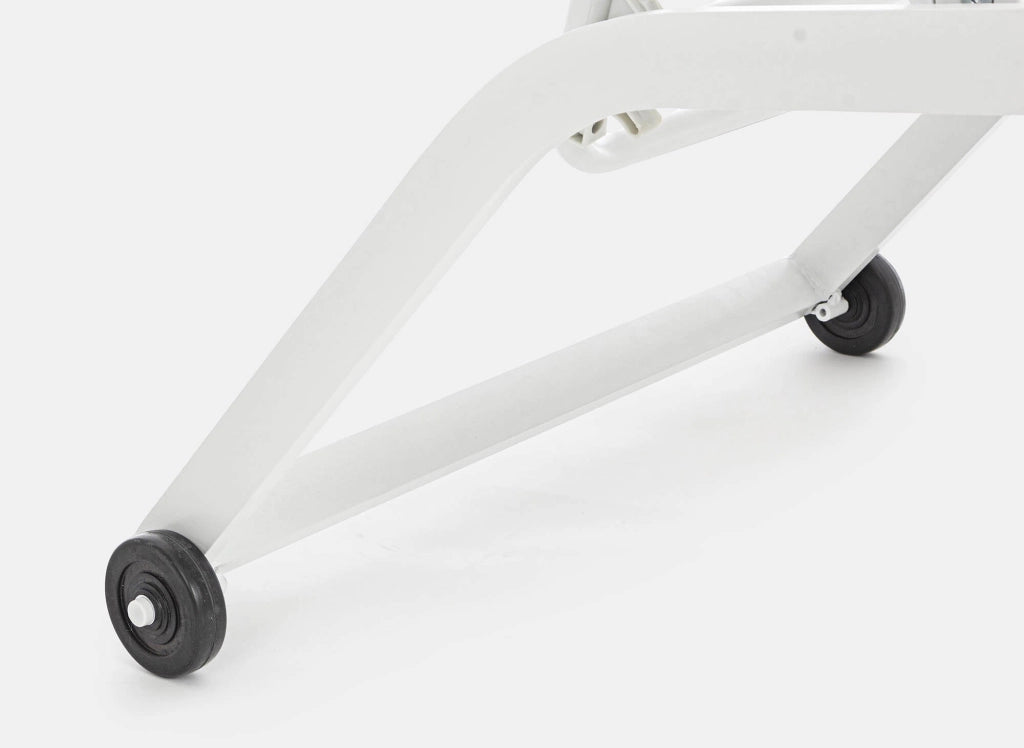 Lettino Prendisole da Giardino 61x192x105 cm con Ruote in Alluminio Bianco