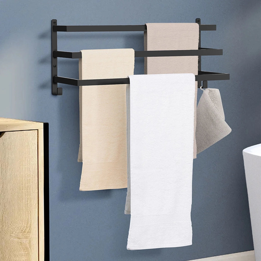 IDMarket - DALLAS portasalviette a muro a 3 livelli in metallo nero dal design industriale