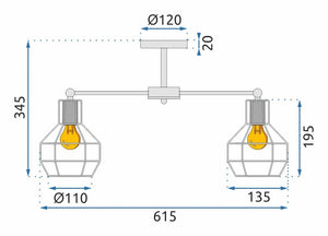 Lampada Da Soffitto Pensile Metallico Loft APP735-6C