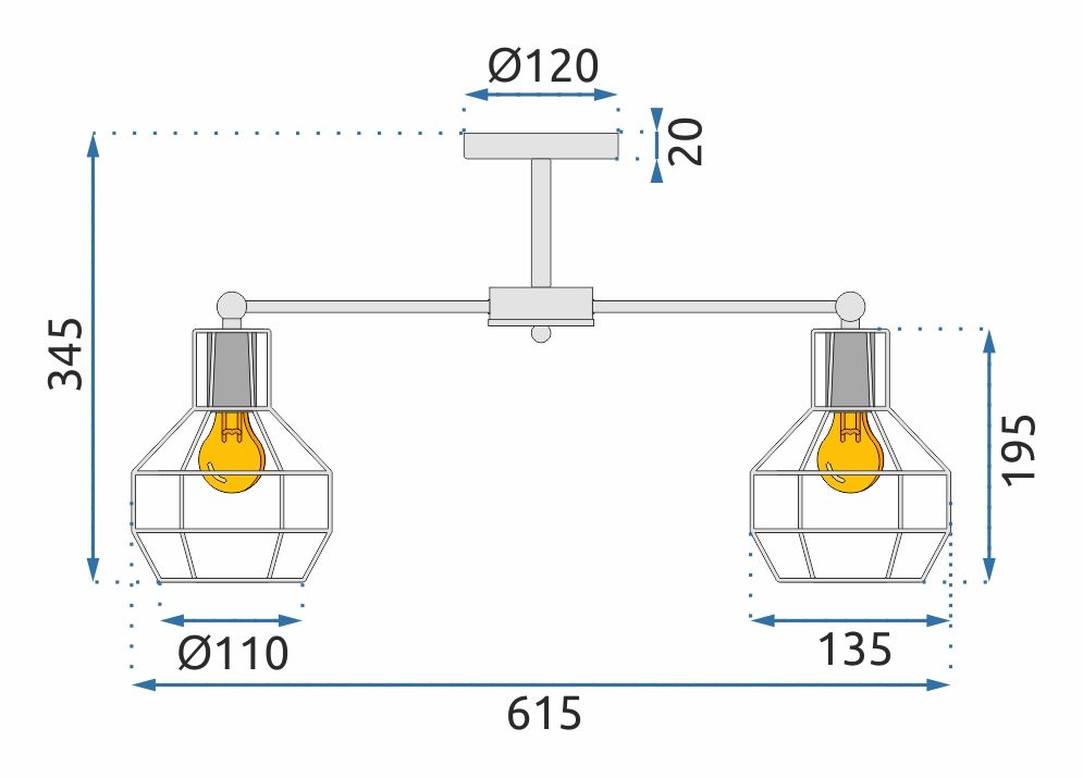 Lampada Da Soffitto Pensile Metallico Loft APP735-6C