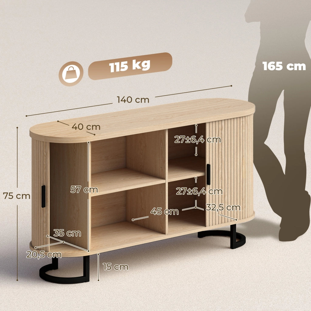 Credenza con ante scorrevoli ¨C Xylo ¨C Legno naturale 140x40x75cm