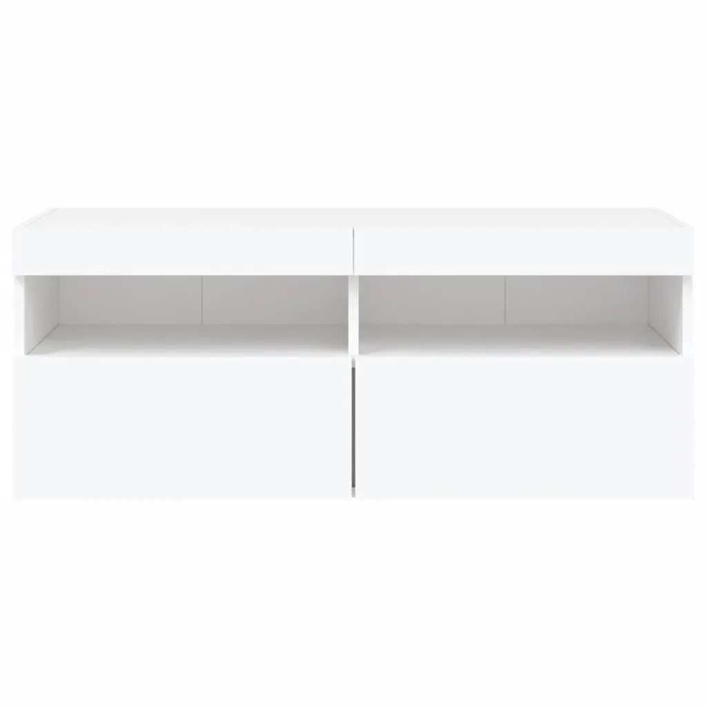 Mobile TV a Parete con Luci LED Bianco 100x30x40 cm 837211