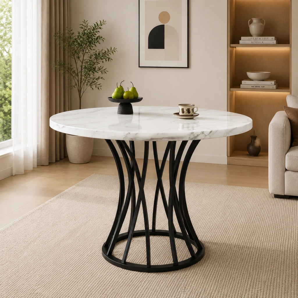 Tavolo da pranzo 80x80x76 cm in MDF e metallo; nero