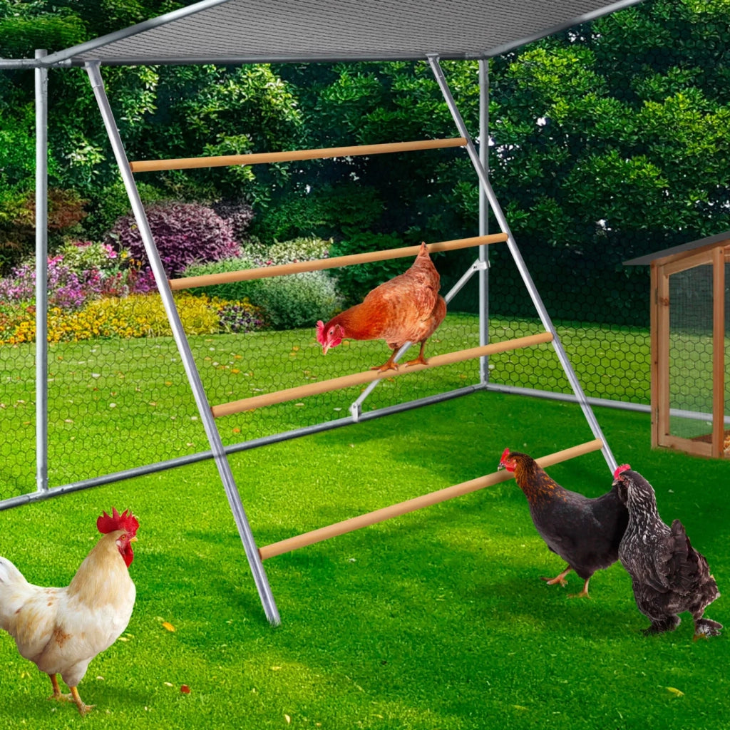 IDMarket - Pollaio 12 m² 4x3 M con grande trespolo 4 livelli in legno di acciaio zincato