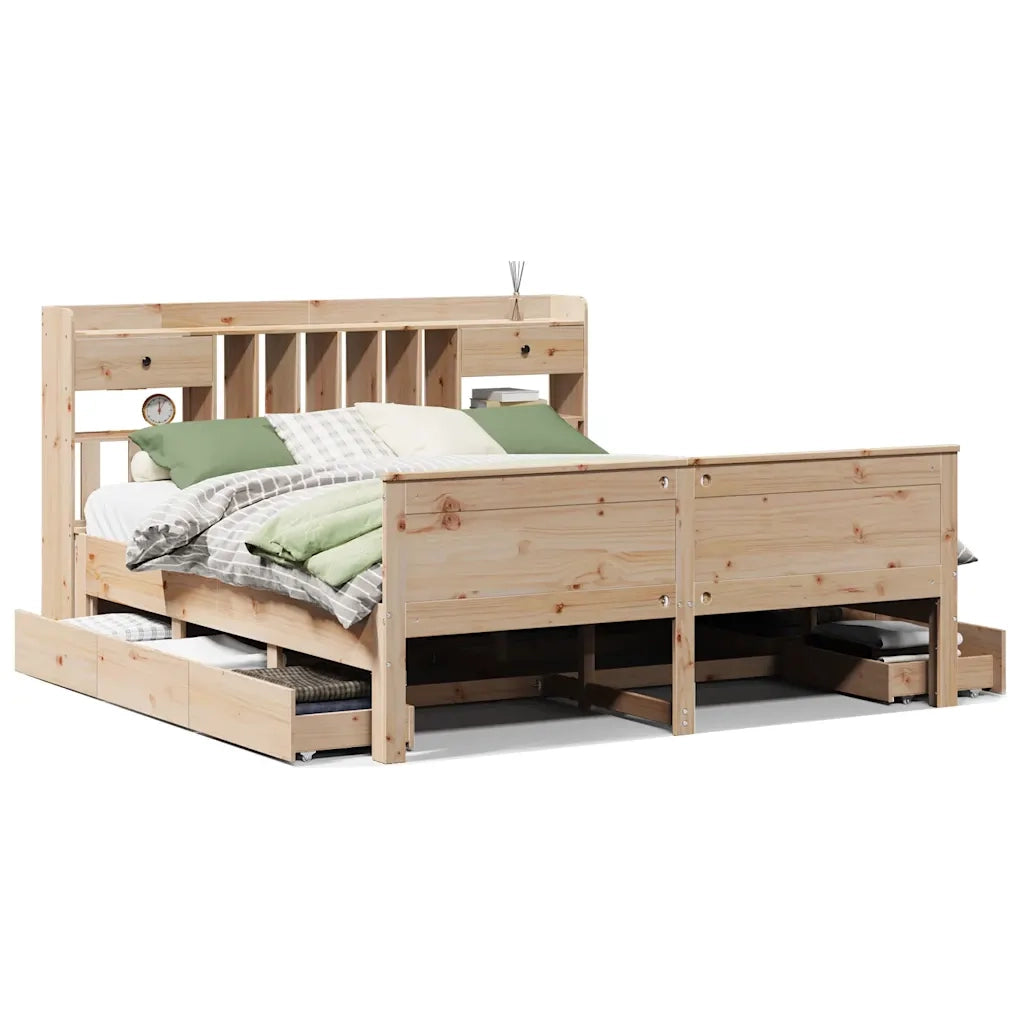 Letto Libreria senza Materasso 180x200 cm in Legno di Pino