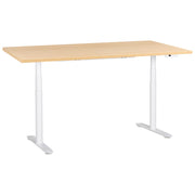 Scrivania regolabile in altezza elettricamente bianco 180 x 72 cm bianco e marrone chiaro in acciaio verniciato a polvere