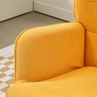 Poltrona di Design con Pouf, Poltrona Relax in Corda, Poltroncina con Braccioli in Legno, per Soggiorno, Arancione