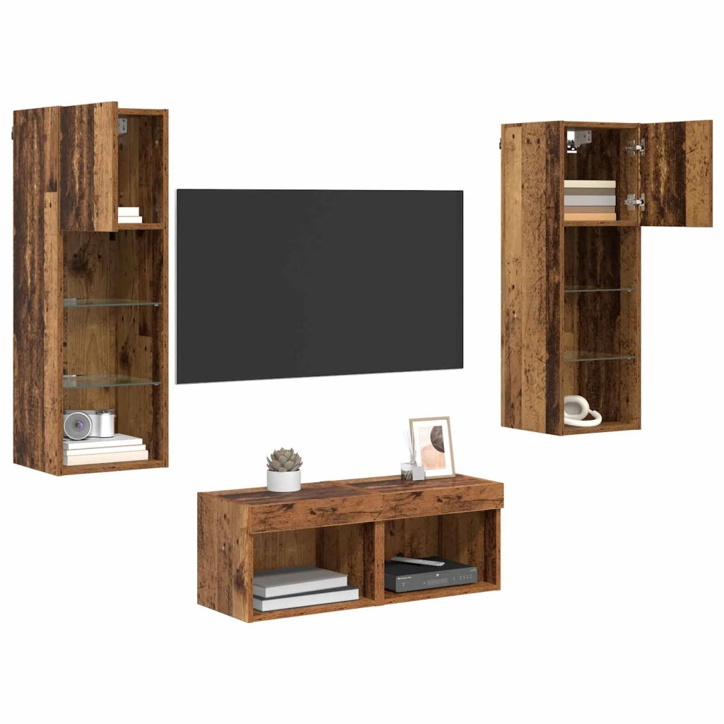 Mobiletti TV da Parete 4 pcs Rovere artigianale 3402917