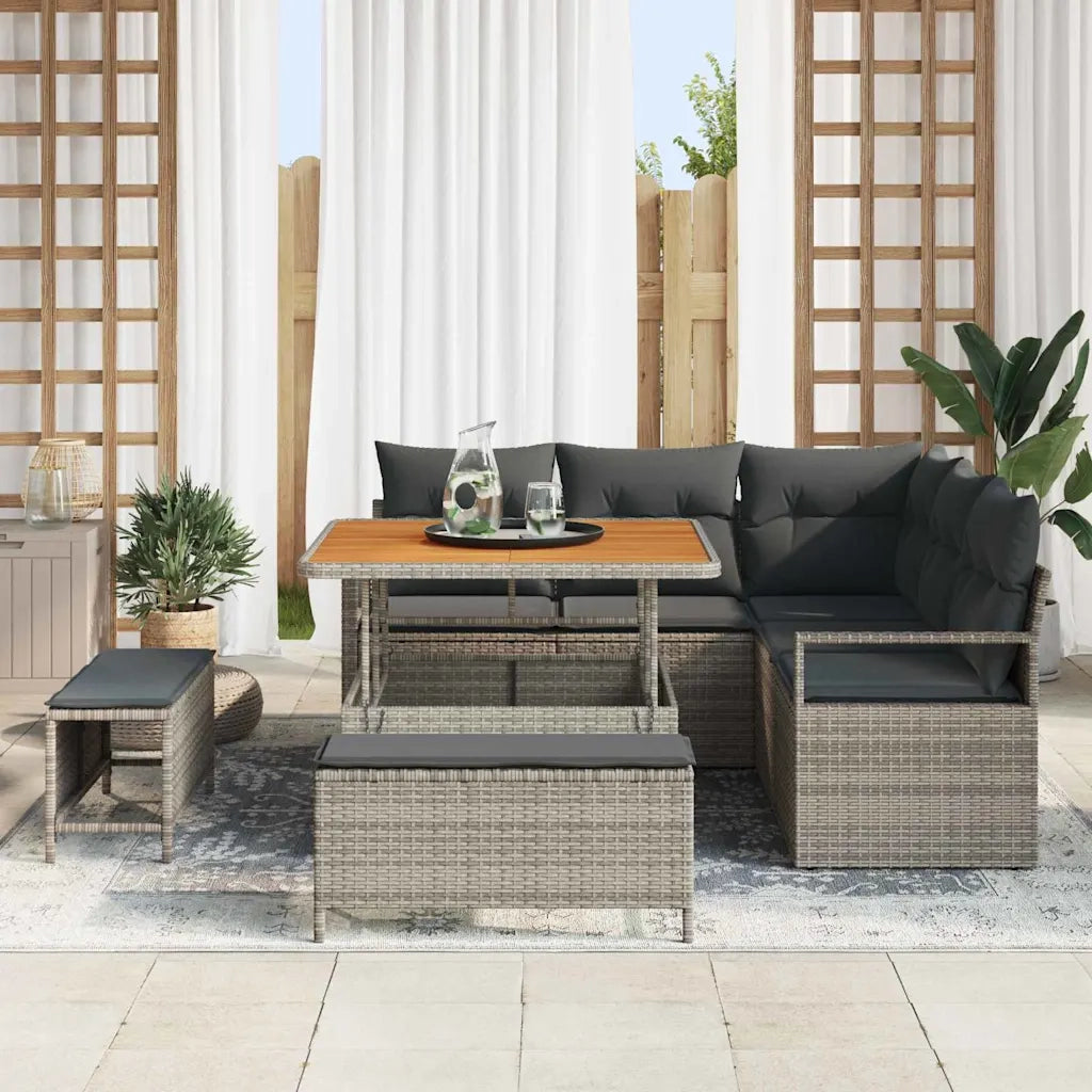 Set Divano da Giardino con cuscino 8 pcs Grigio polyrattan 3362518