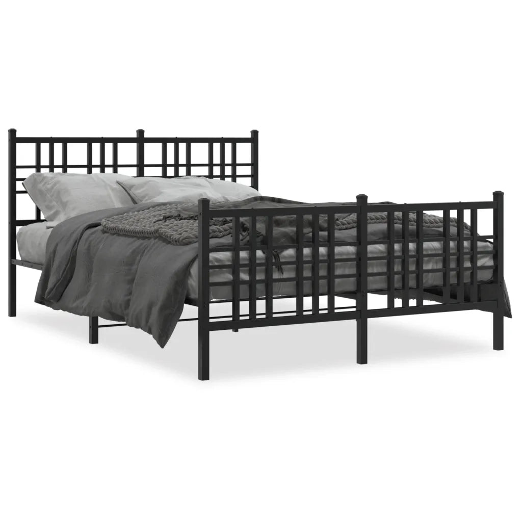 Giroletto con Testiera e Pediera Metallo Nero 120x190 cmcod mxl 116398