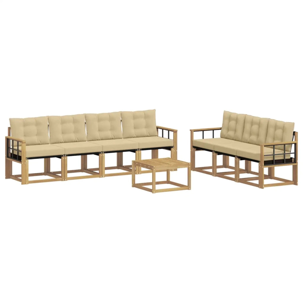 Set di divani da esterno con cuscino 8 pcs Bianco e Beige