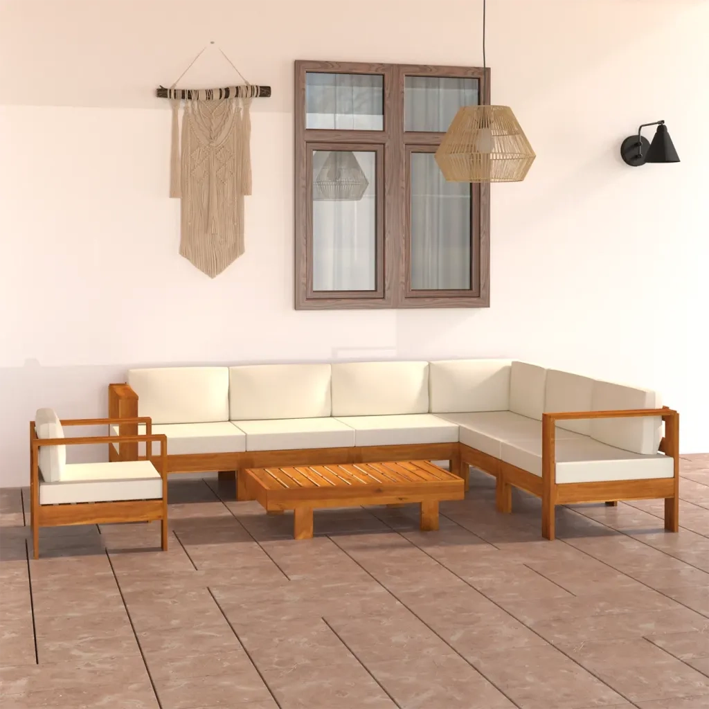 Set da Giardino 8 pz con Cuscini 100x60 cm Legno di Acacia 3057938