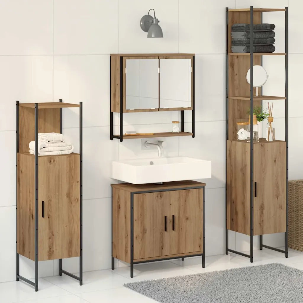 Set di mobili per il bagno 4 pcs Marrone Legno multistrato 3334413