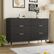 Credenza 120x40x77 cm con 6 cassetti in truciolare nero