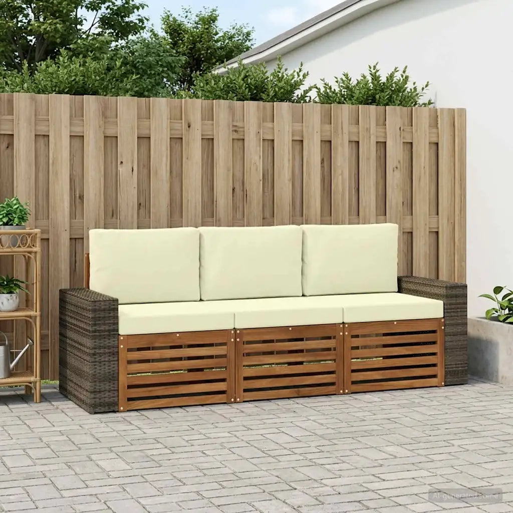 Set divani con cuscino 3 pcs Legno di Acacia Massello 3383976