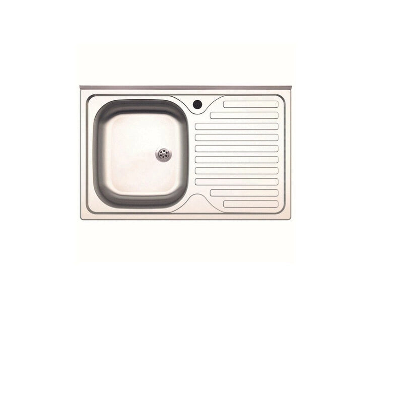 LAVELLO APPOGGIO INOX 1 VASCA SX + GOCCIOLATOIO DX 80 CM