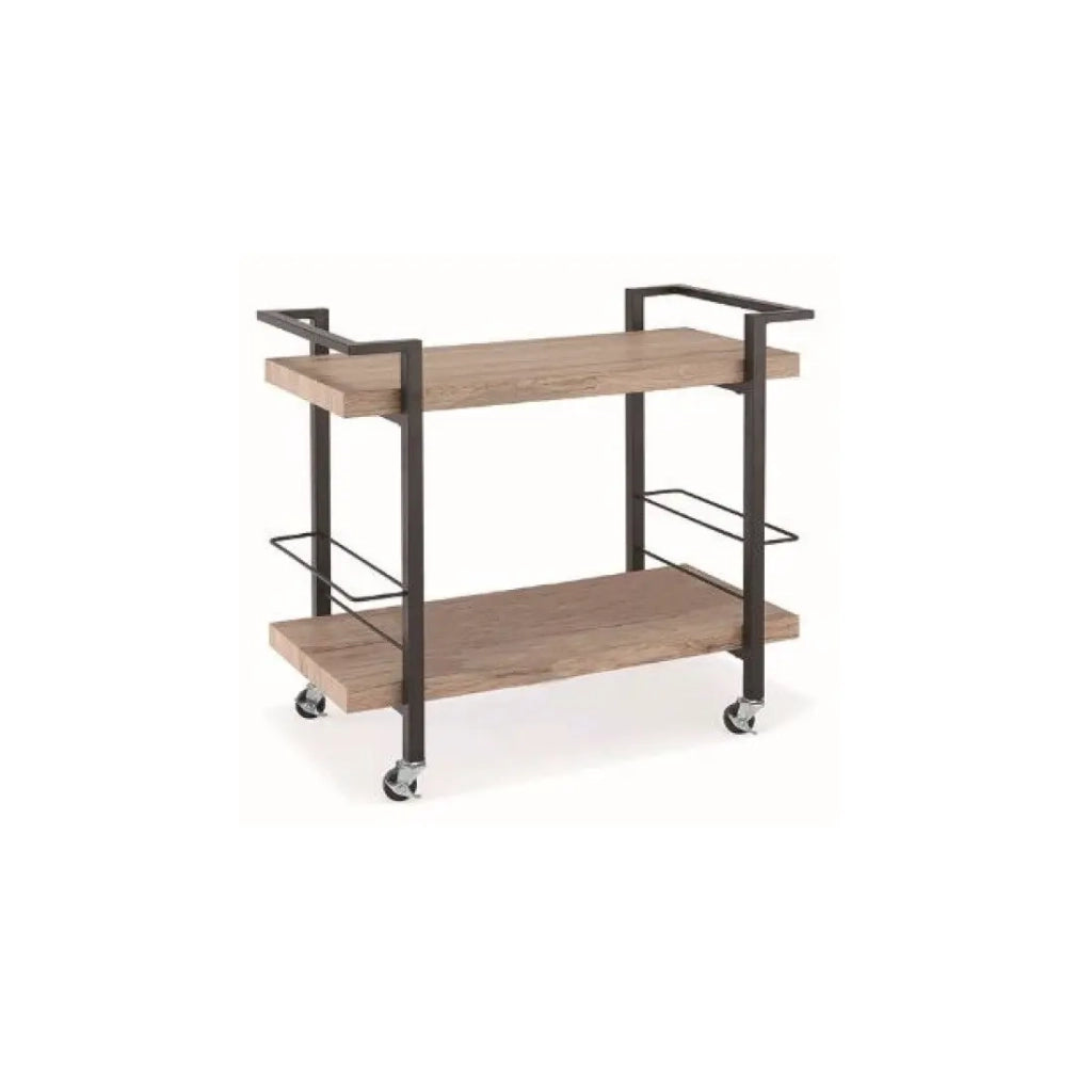 Carrello da servizio, mobile contenitore di design per cucina o sala da pranzo TROLLEY. Colori legno e nero.
