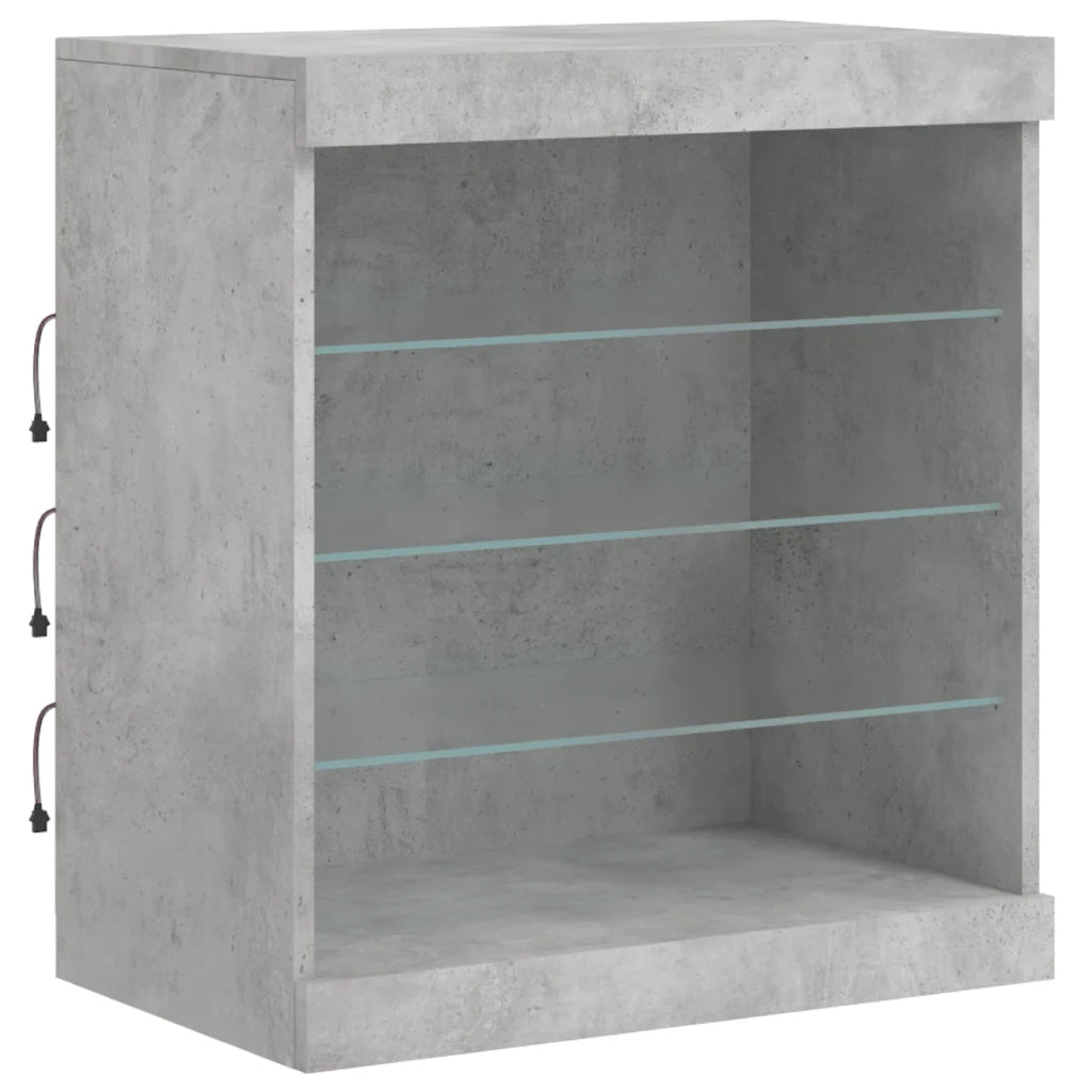Credenza con Luci LED-Buffet-Armadio da cucina Grigio Cemento 60,5x37x67 cm 310238