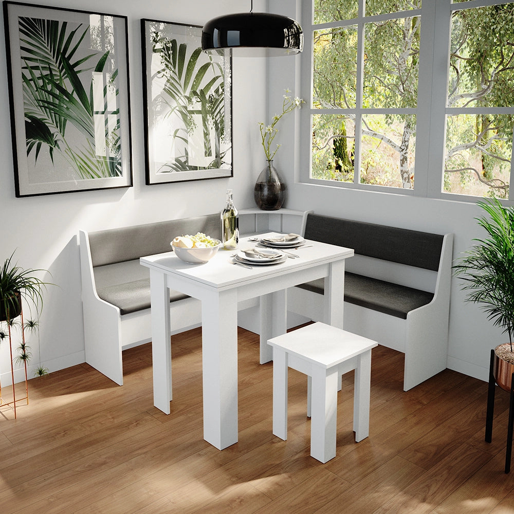 Vicco Gruppo panca ad angolo Bianco 150 x 41.5 cm con tavolo