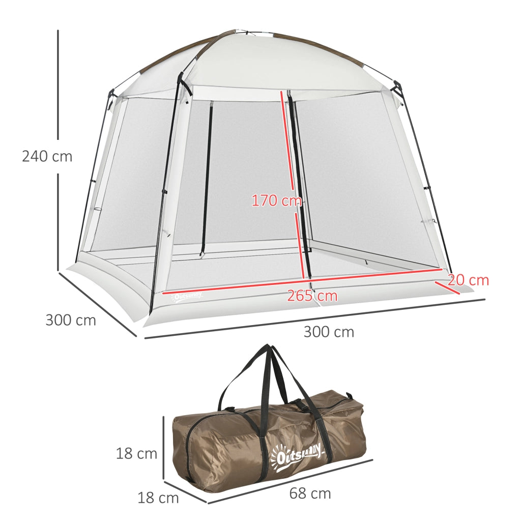 Tenda da giardino 3x3 m ¨C zephmum ¨C bianco con 4 zanzariere e 2 porte