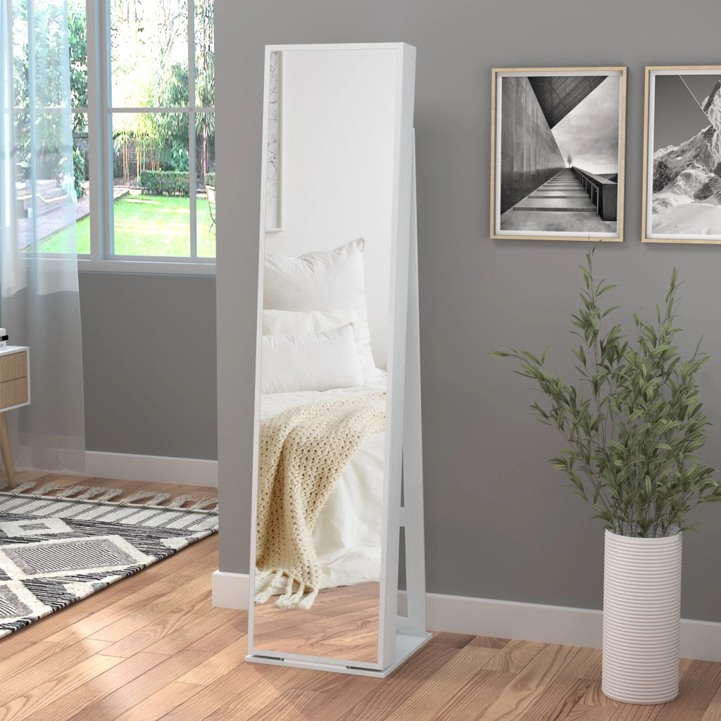 Armadio da trucco con specchio e illuminazione LED ¨C zephmum ¨C bianco 38x38x157 cm
