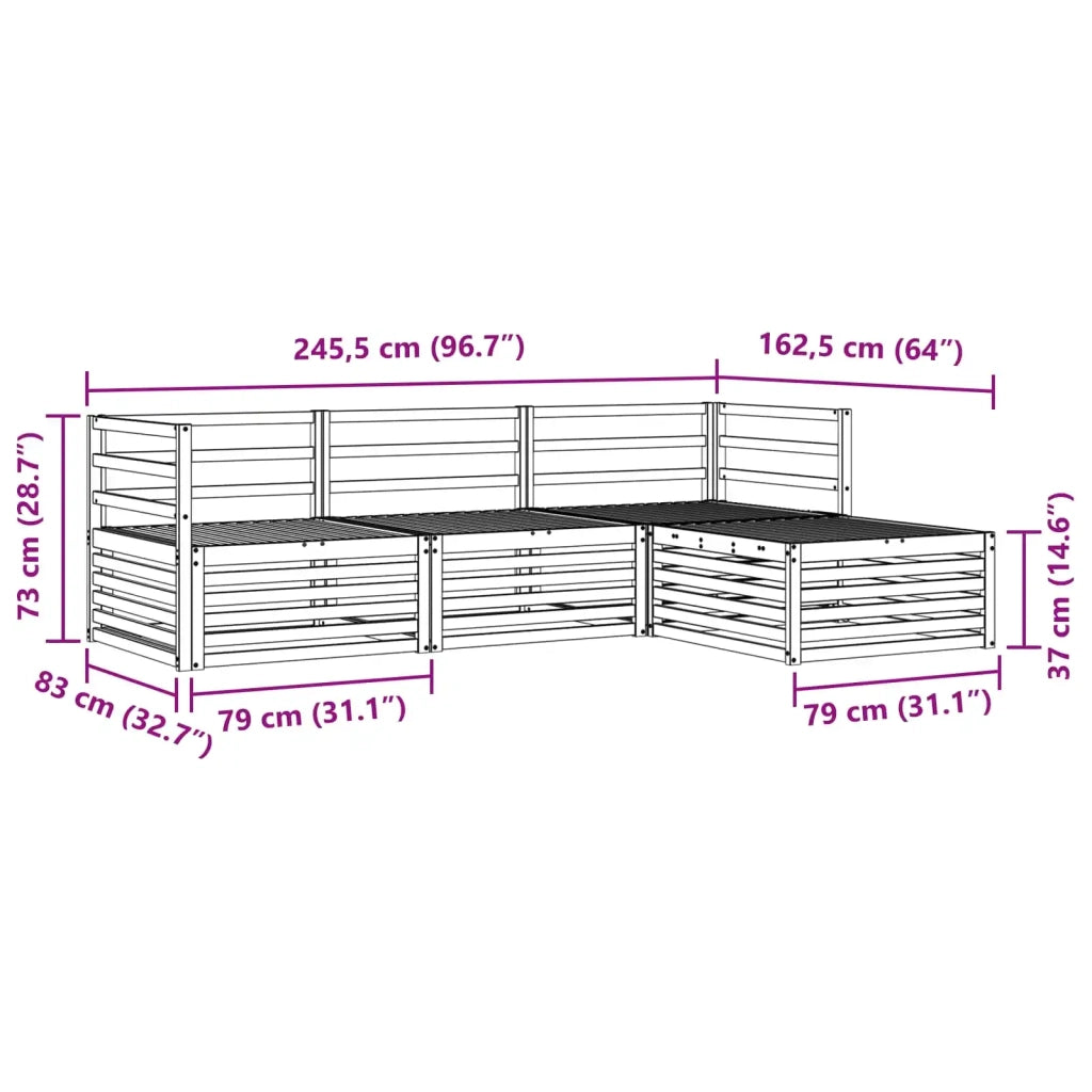 Set di divani da esterno Naturale 245,5 x 162,5 x 73 cm