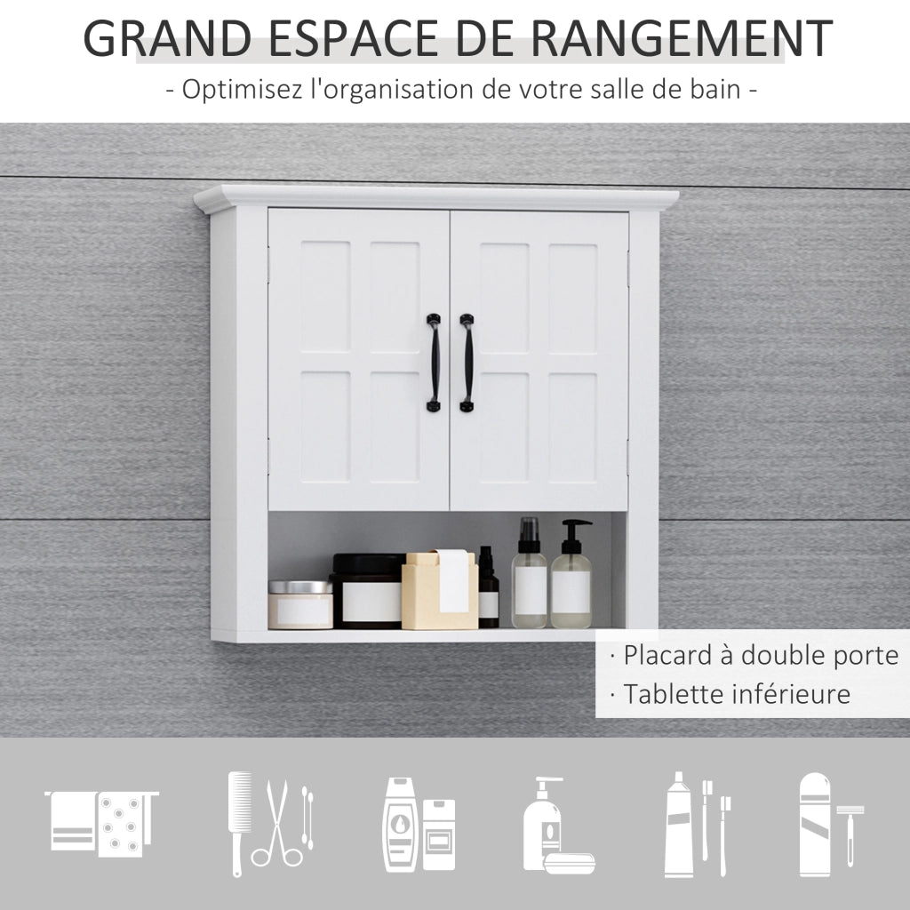 Armadietto da Bagno Pensile ¨C zephmum ¨C Bianco 60x20x58 cm