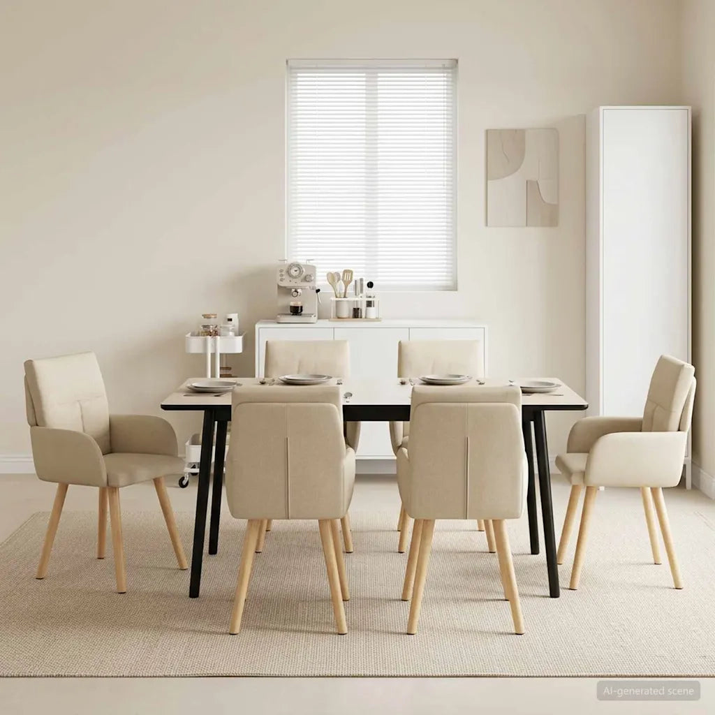 Sedie da pranzo 6 pz Tessuto Crema 60 x 56 x 96 cm 3428371