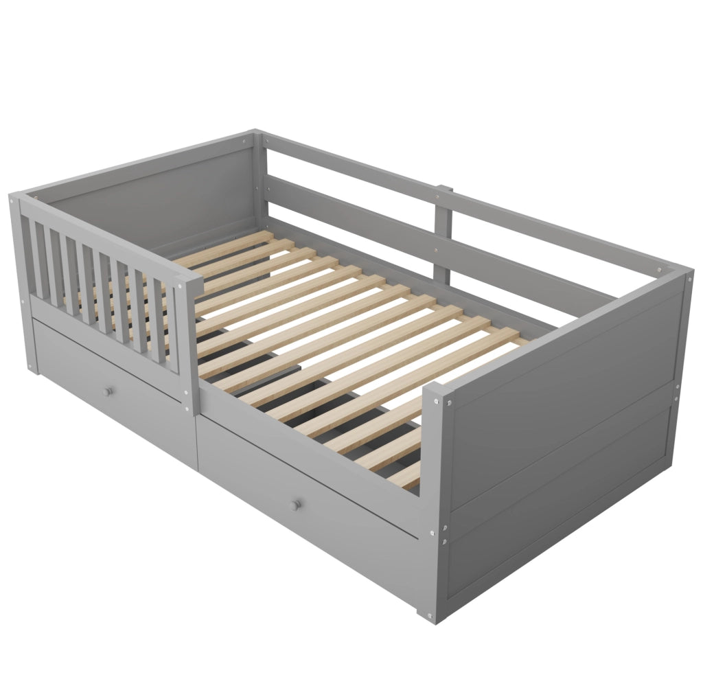 Letto a soppalco 90 x 200 cm con contenitore indipendente; presa integrata e LED; grigio