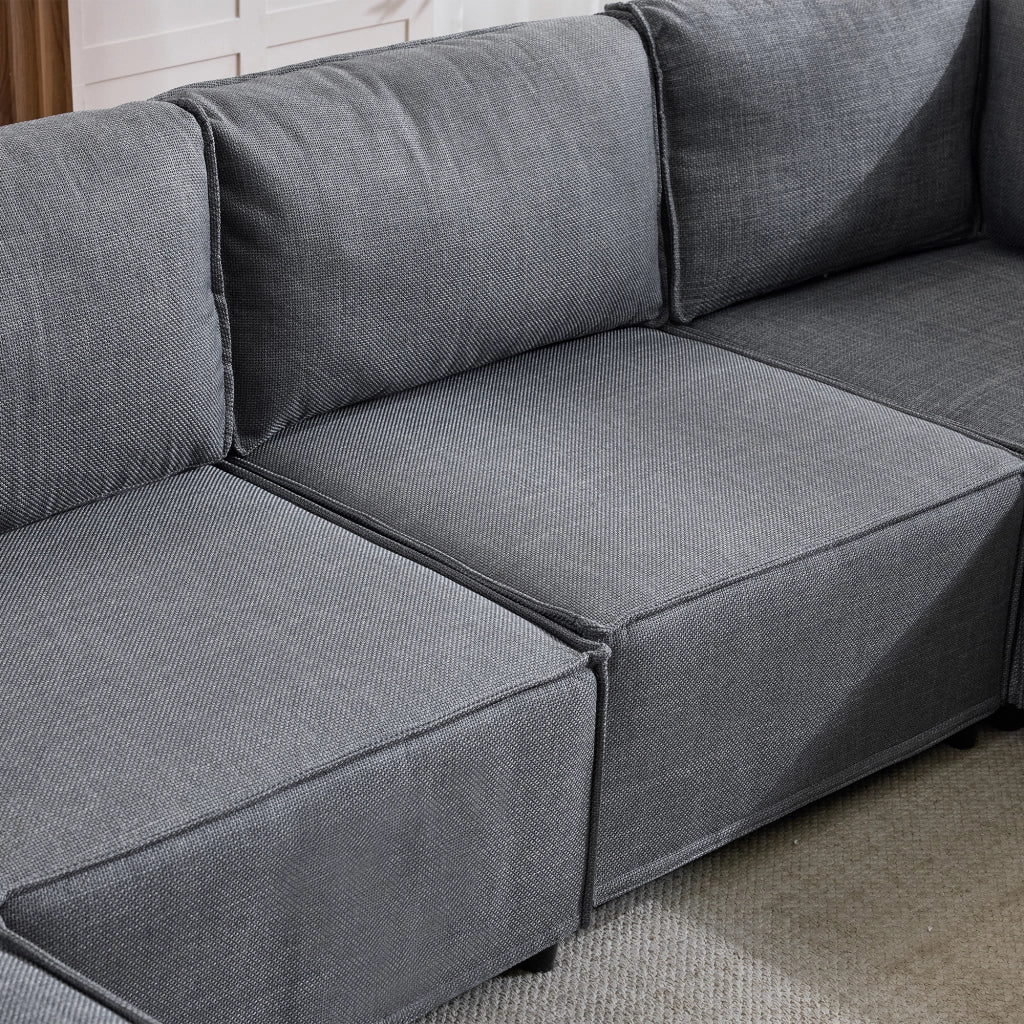 Divano modulare angolare - componibile con funzione letto - in tessuto - grigio scuro