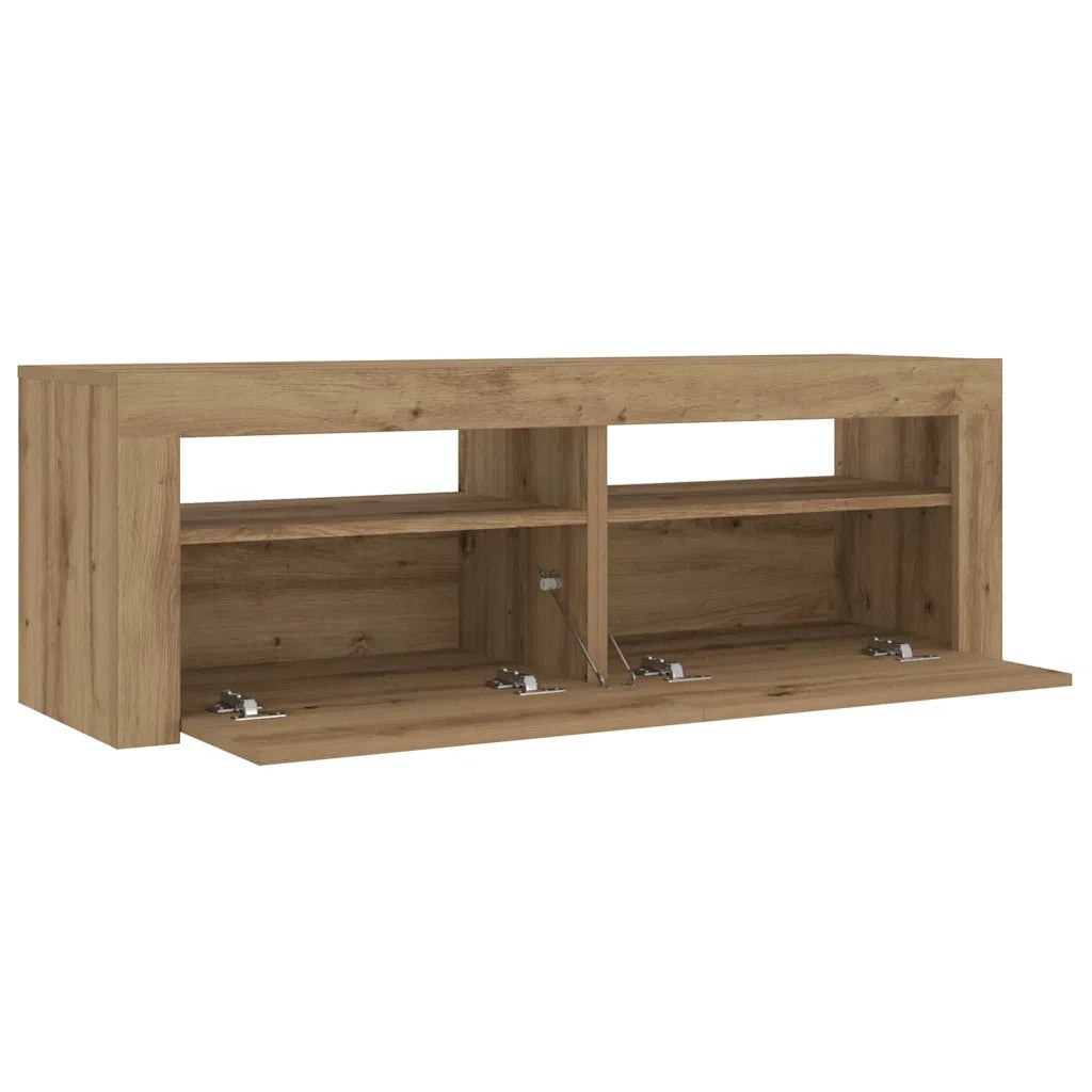 Comodini 2 pz con Luci LED-Set di 2 Tavolino da notte Rovere Artigianale 60x35x40 cm