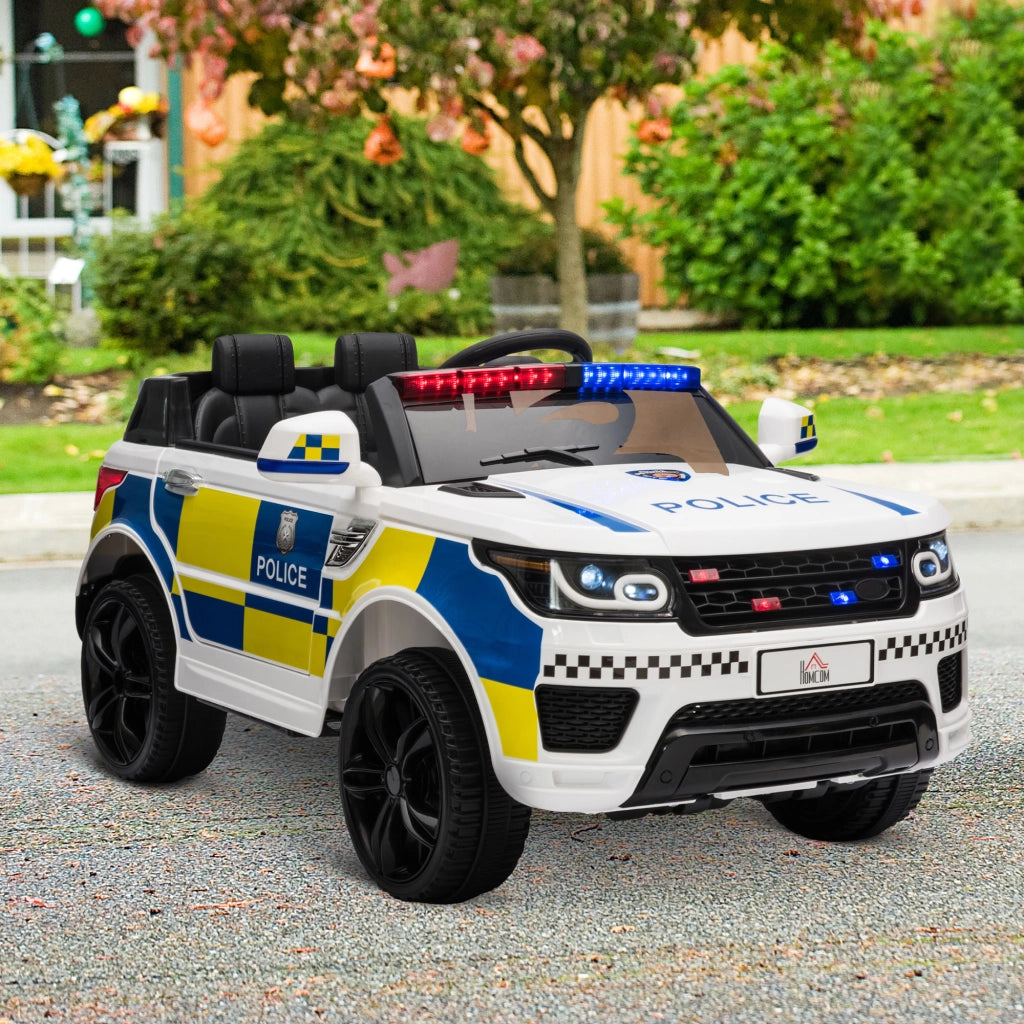 Auto Bambini Polizia Elettrica ¨C Zephmum ¨C Bianco 110x68x52cm