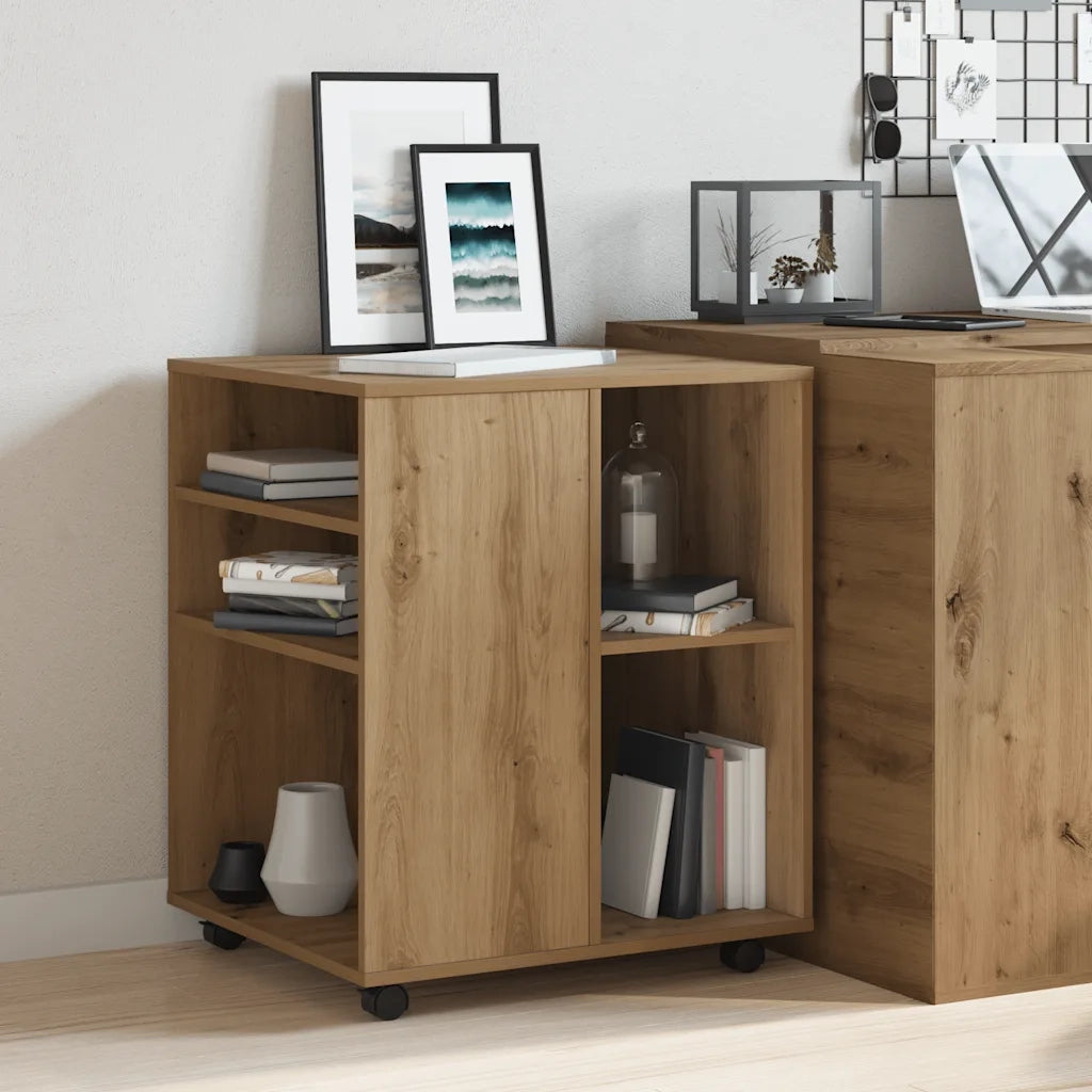 Armadietto con Ruote Rovere Artigianale 60x53x72 cm Truciolato 856659