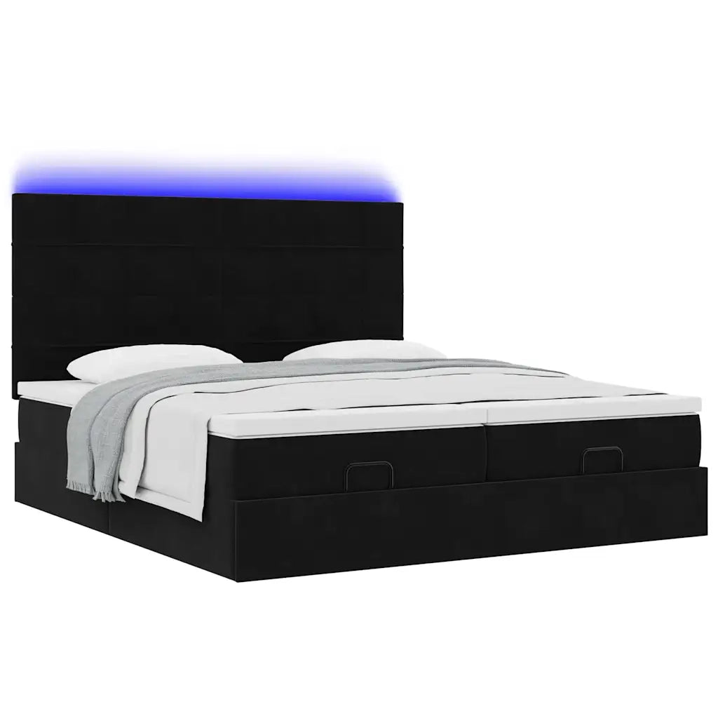 Struttura Letto Pouf con Materassi Nero 200x200 cm Velluto 3314629