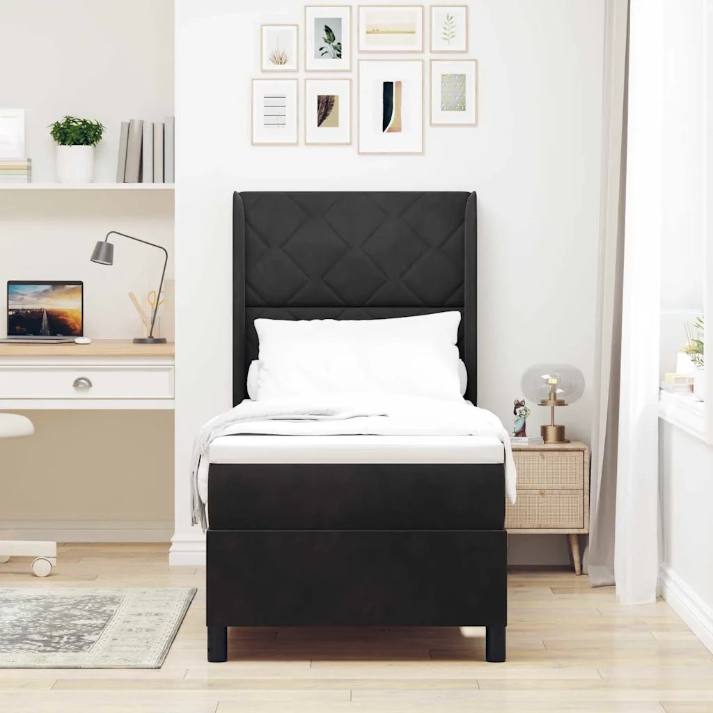 Letto a molle con strisce LED Nero 80 x 200 cm Velluto 3343894