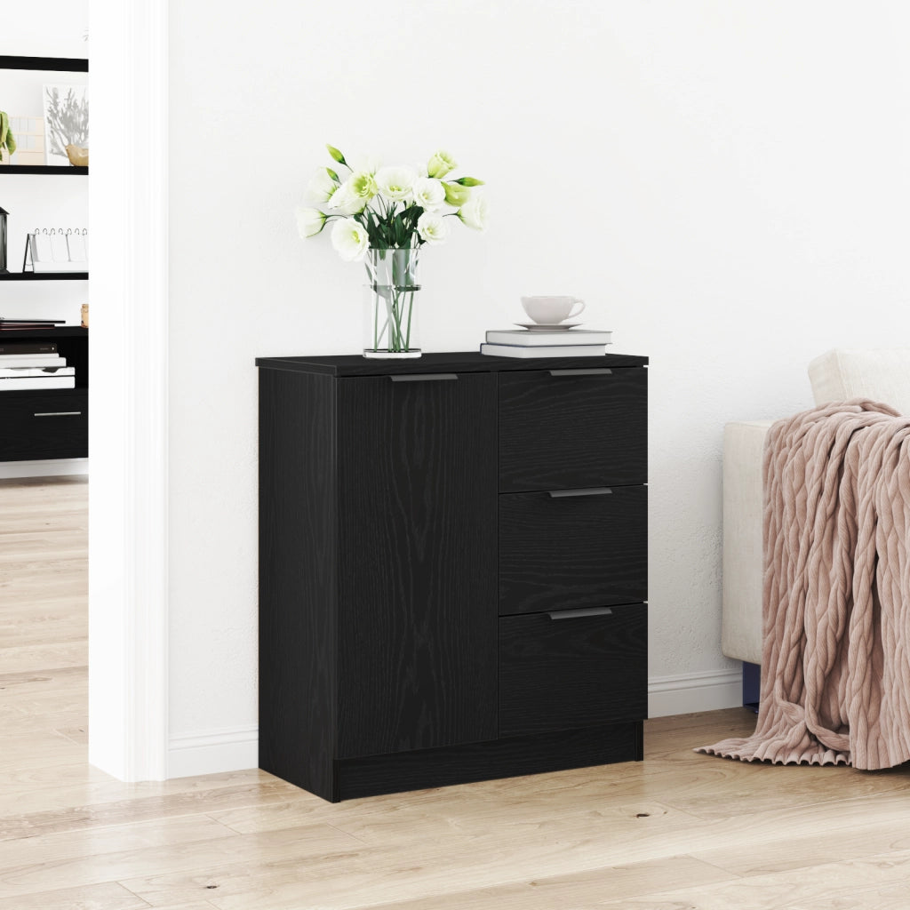 Sideboard Nero in Rovere 60x30x70 cm Realizzato in Legno Ingegnerizzato