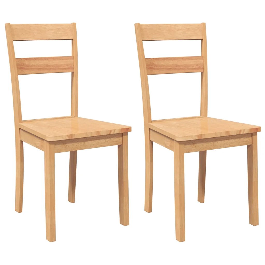 vidaXL Sedie da Pranzo 2 pz Naturale in Legno Massello di Hevea