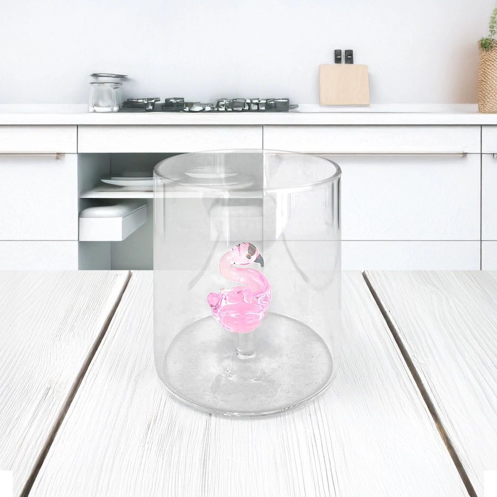 Set 6 Bicchieri 3D In Vetro Borosilicato 36 CL In ResistentI Con Figura All'interno Bicchiere Design Moderno Cucina Certificati Contatto Alimentare Lavastoviglie  Wild